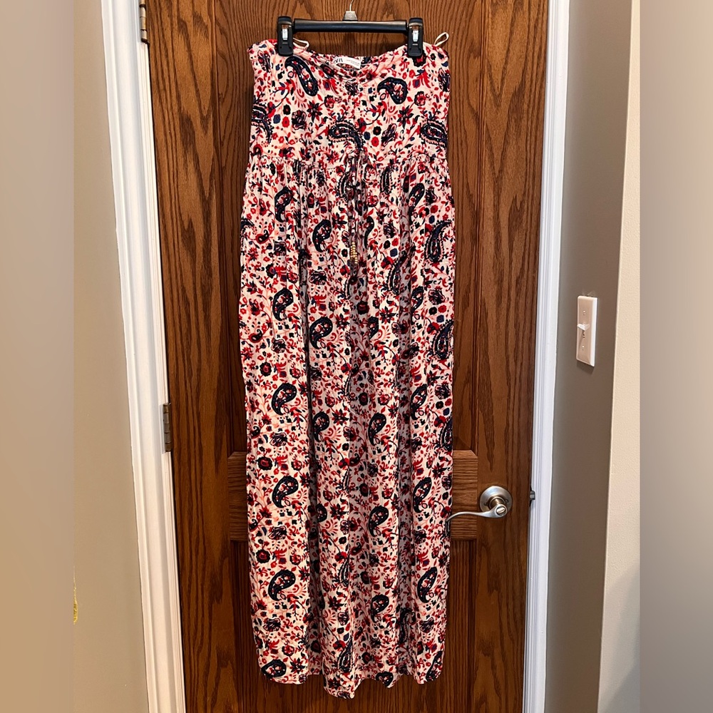 Zara Paisley Strapless Smocked Maxi Dress